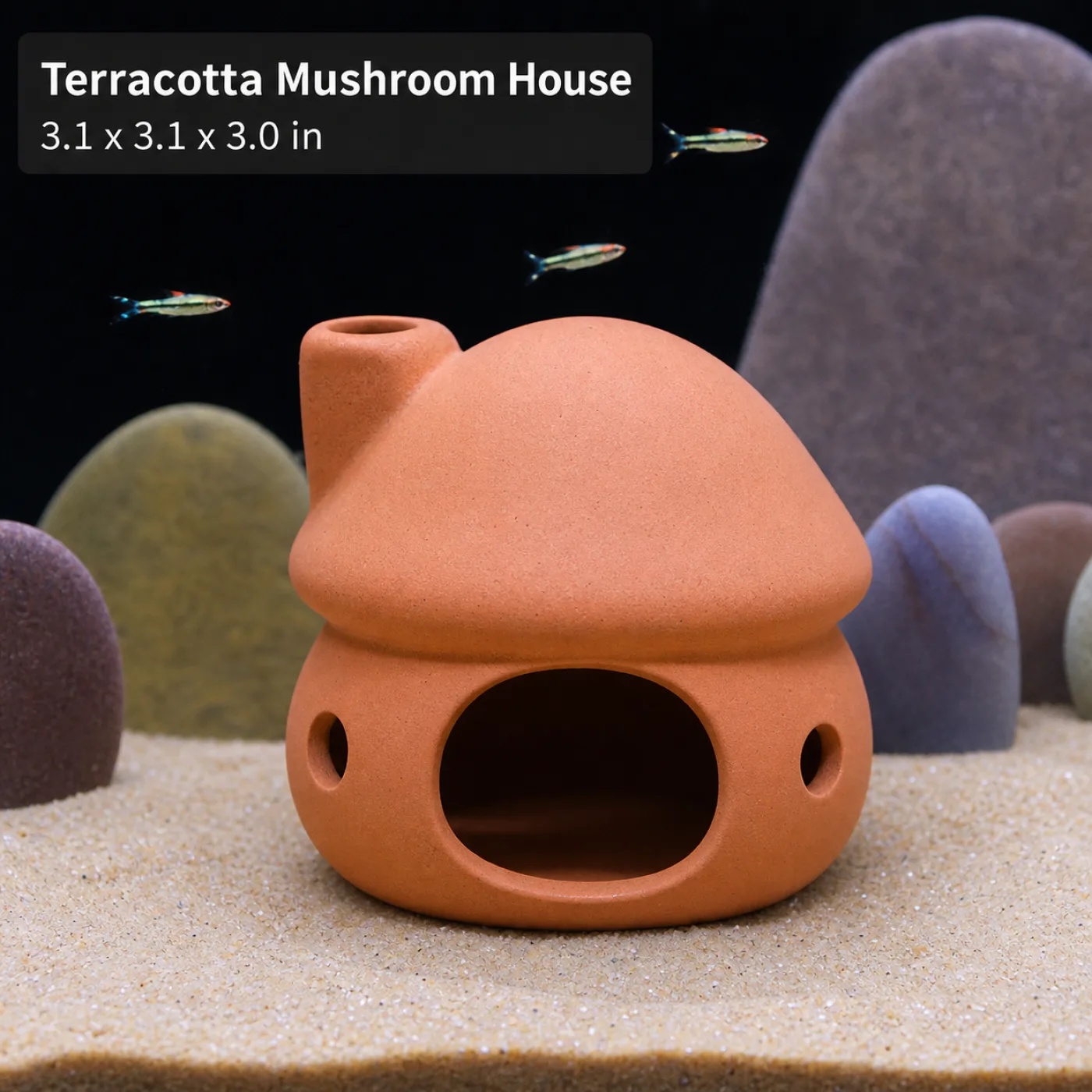 Terracotta Mushroom House - 3.1 x 3.1 x 3.0 in