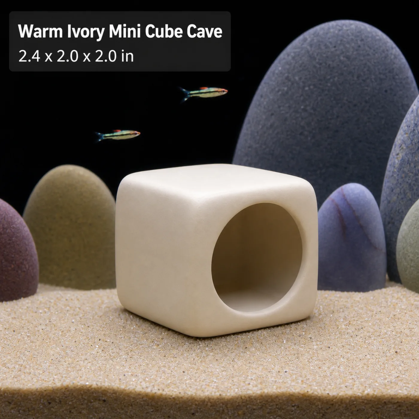 Warm Ivory Mini Cube Cave - 2.4 x 2.0 x 2.0 in
