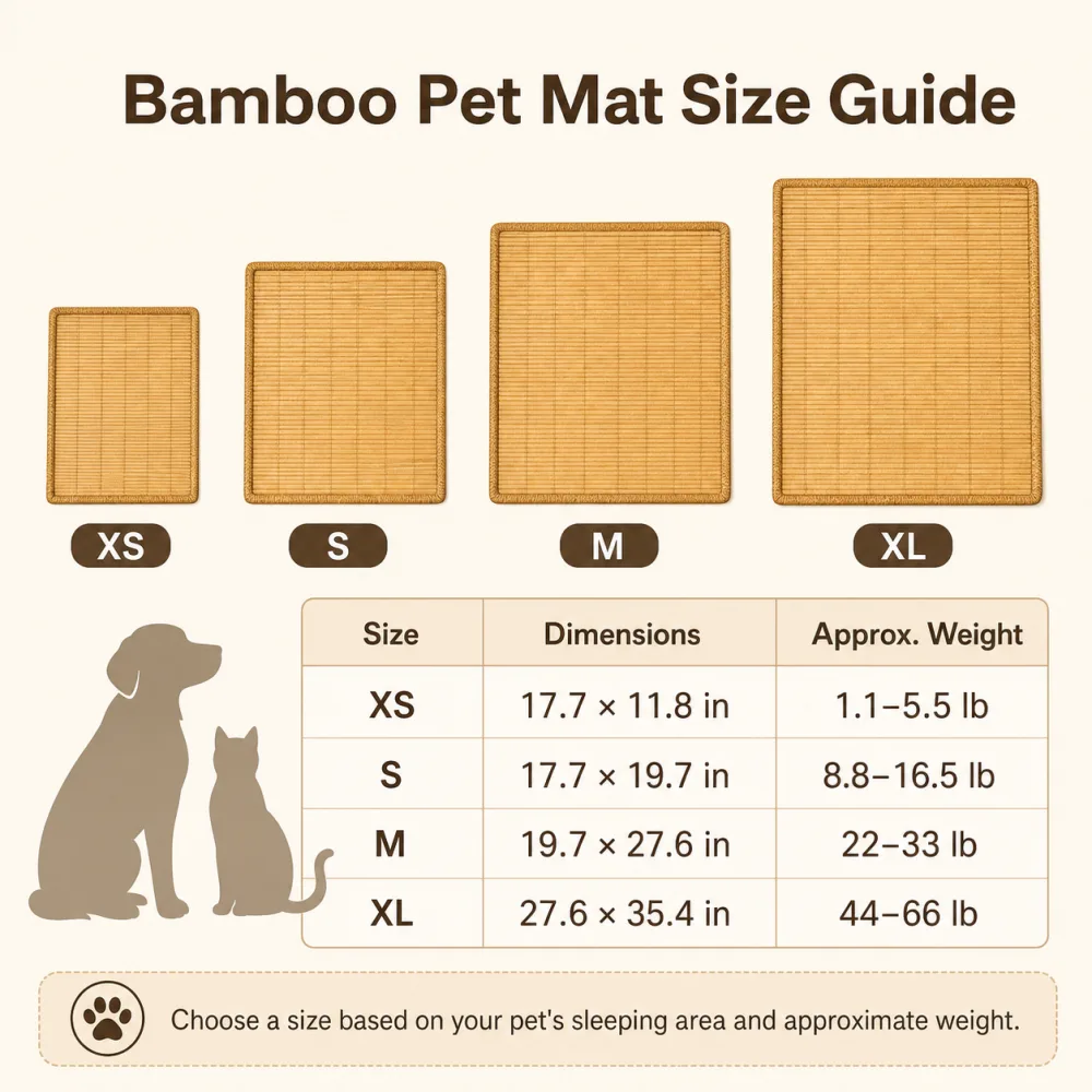 Light yellow bamboo pet mat used by a hamster, rabbit, cat, and dog in four home scenes 2