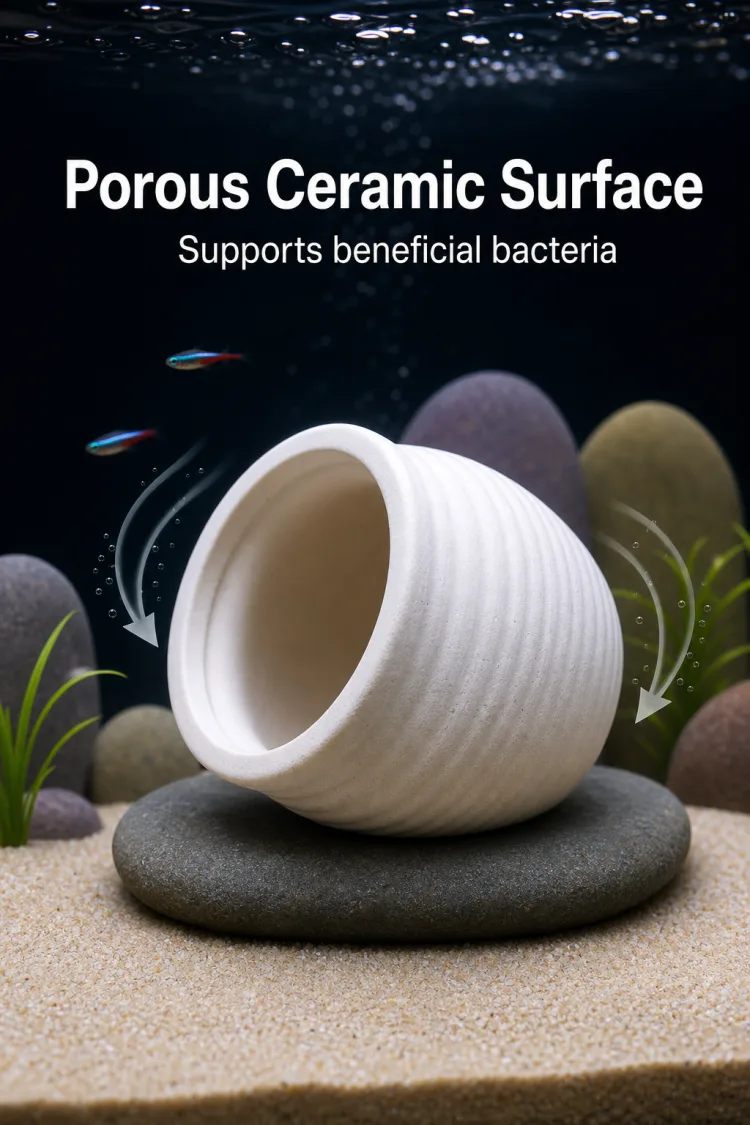 Assorted red clay ceramic aquarium caves and fish hides on a white background