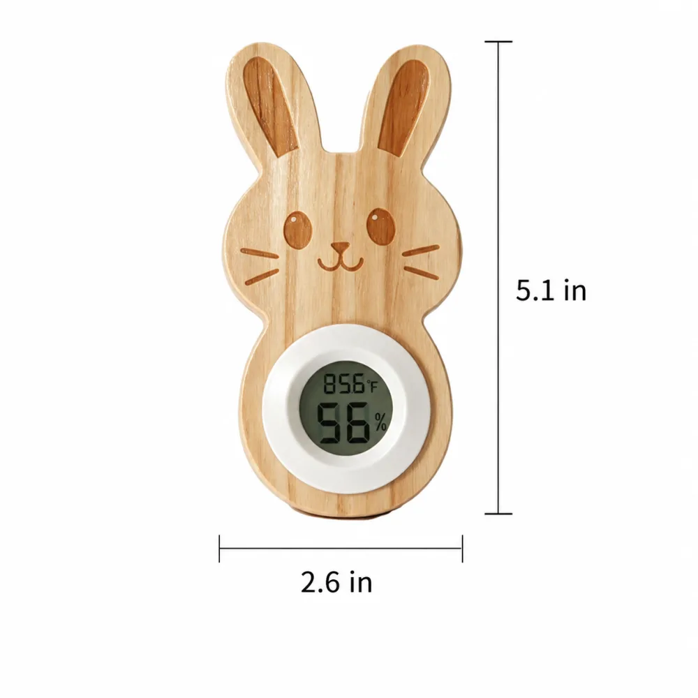 Bear-shaped wooden cage temperature and humidity monitor with 4.5 by 2.8 inch dimensions 3