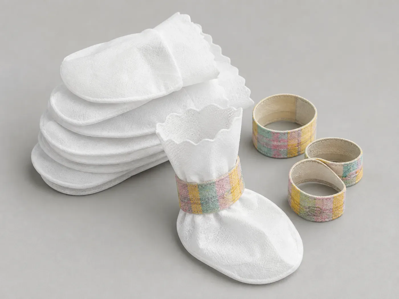 white disposable paw covers with straps